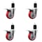 Service Caster 4'' Red Poly Swivel 1-3/4'' Expanding Stem Caster Set Total Lock Brake, 4PK SCC-EXTTL20S414-PPUB-RED-134-4 - alternate 1